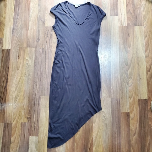 HELMUT Lang Plum Pima Cotton Asymmetrical Dress - Picture 2 of 4